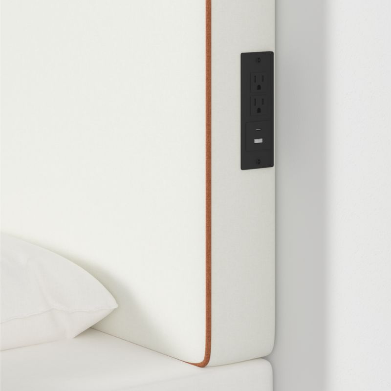 Bevel White with Terracotta Piping Twin Charging Wall-Mounted Headboard - image 4 of 6