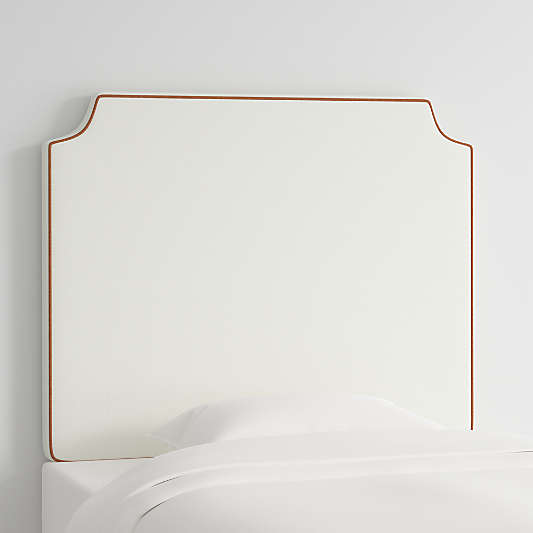 Bevel White with Terracotta Piping Twin Wall-Mounted Headboard