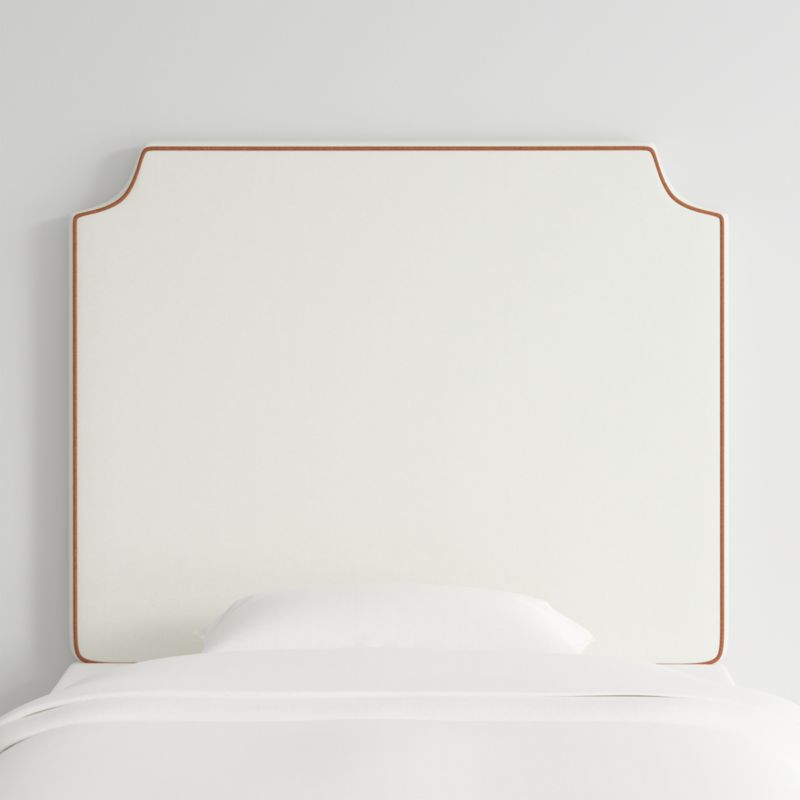 Bevel White with Terracotta Piping Twin Wall-Mounted Headboard - image 0 of 6