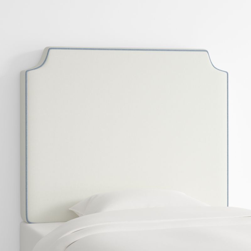 Bevel White with Blue Piping Twin Charging Wall-Mounted Headboard - image 1 of 5