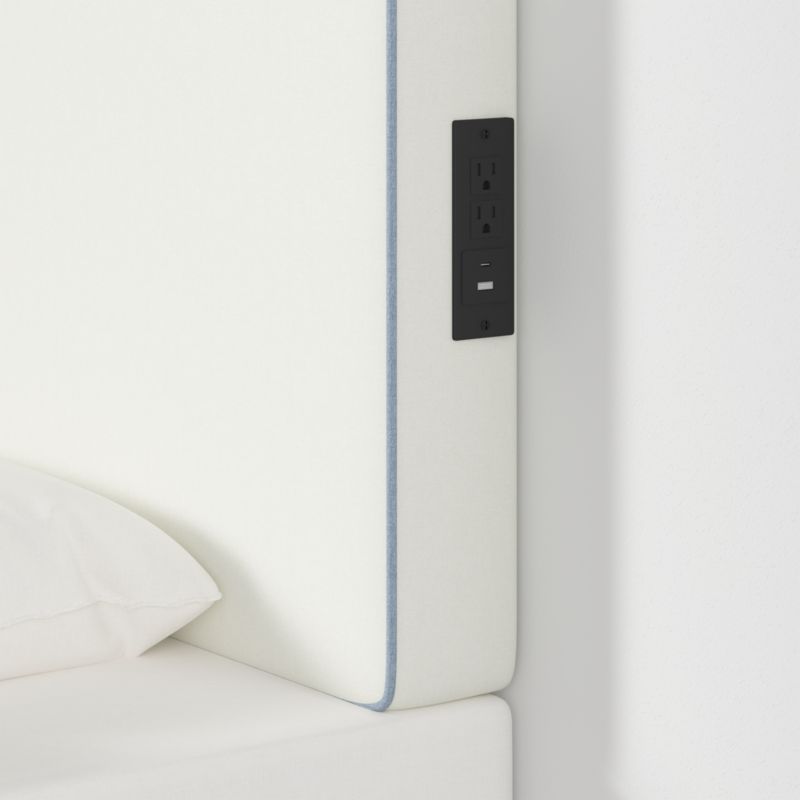 Bevel White with Blue Piping Twin Charging Wall-Mounted Headboard - image 3 of 5