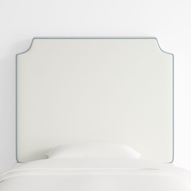 Bevel White with Blue Piping Twin Charging Wall-Mounted Headboard - image 0 of 5