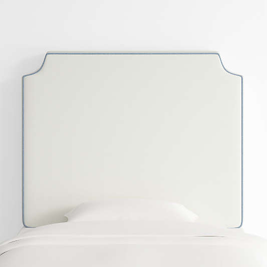 Bevel White with Blue Piping Twin Charging Wall-Mounted Headboard