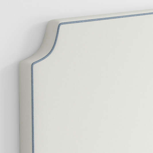 Bevel White with Blue Piping Twin Wall-Mounted Headboard