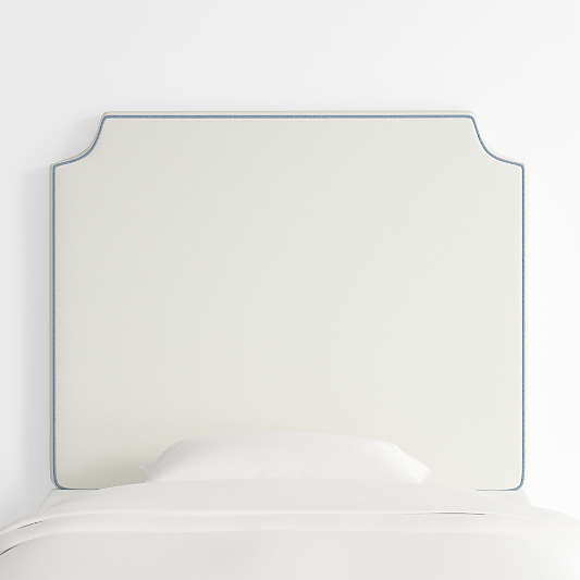 Bevel White with Blue Piping Twin Wall-Mounted Headboard