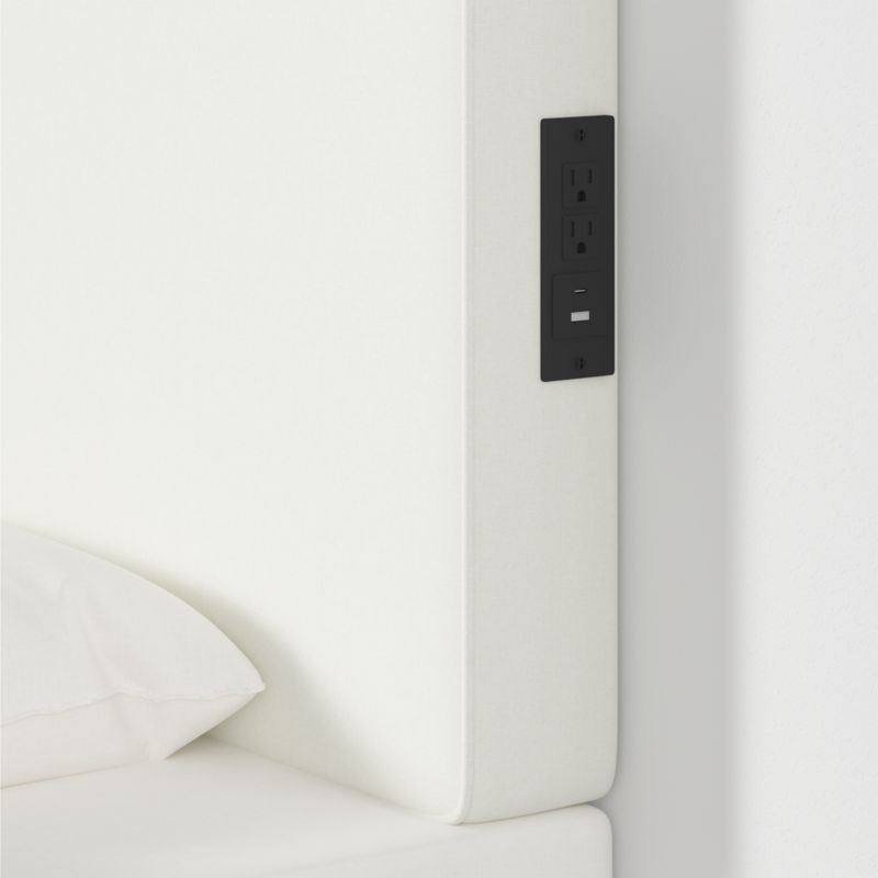 Bevel White with Piping Twin Charging Wall-Mounted Headboard - image 4 of 6