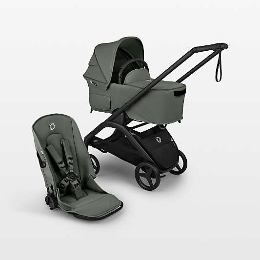 Bugaboo Dragonfly Plus Seat Complete Forest Green with Black Frame Baby Stroller and Bassinet