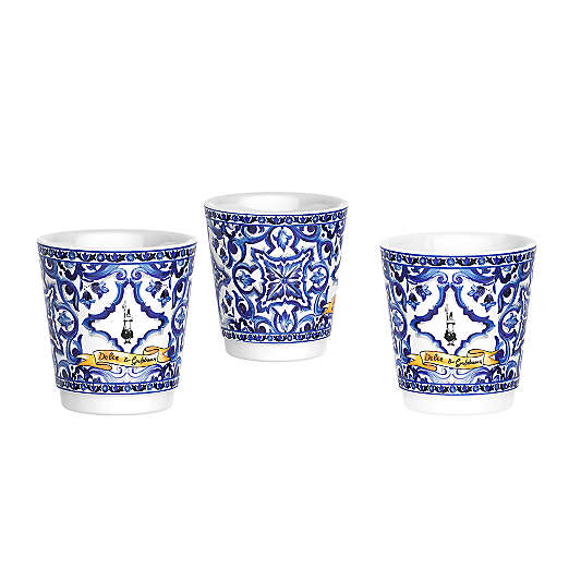 Bialetti ® Moka Dolce & Gabbana Blu Mediterraneo 3-Cup + 3 Espresso Cups & Stirrers Gift Set