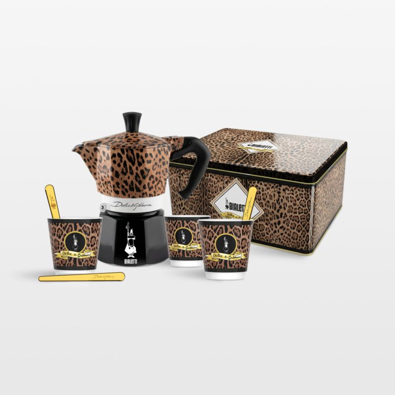 Bialetti ® Moka Dolce & Gabbana Leopardo 3-Cup + 3 Espresso Cups & Stirrers Gift Set - image 1 of 2