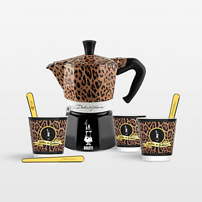 View Bialetti ® Moka Dolce & Gabbana Leopardo 3-Cup + 3 Espresso Cups & Stirrers Gift Set details