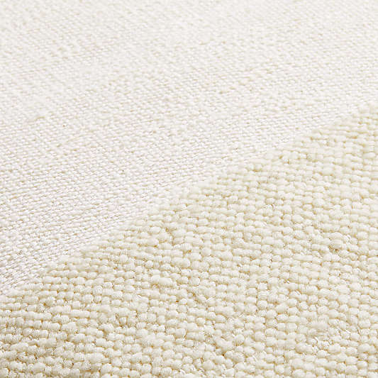 Biella Wool-Cotton Blend Textured 23"x23" Arctic Ivory Throw Pillow with Down-Alternative Insert