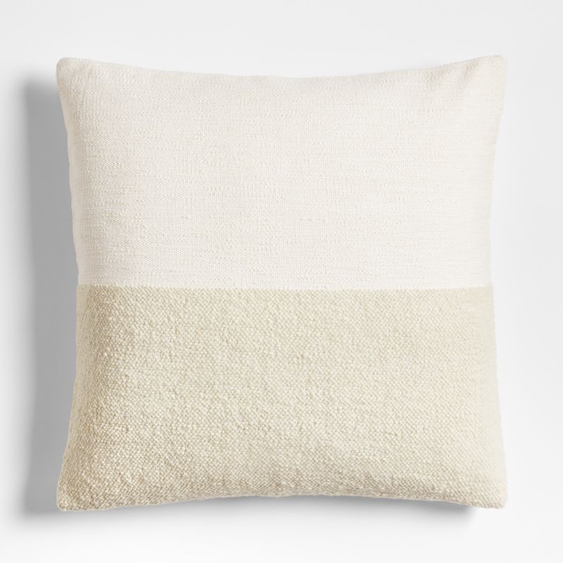 Biella Wool-Cotton Blend Textured 23"x23" Arctic Ivory Throw Pillow Cover