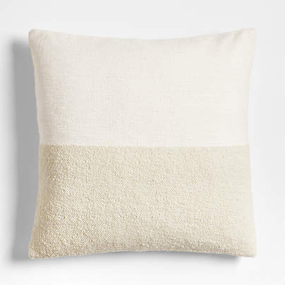 Biella Wool-Cotton Blend Textured 23"x23" Arctic Ivory Throw Pillow Cover