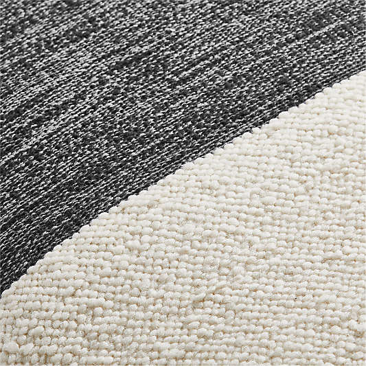 Biella Wool-Cotton Blend Textured 23"x23" Ink Black Throw Pillow