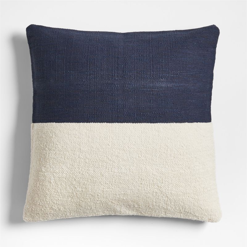 Biella Wool-Cotton Blend Textured 23"x23" Deep Indigo Blue Throw Pillow Cover - image 0 of 5