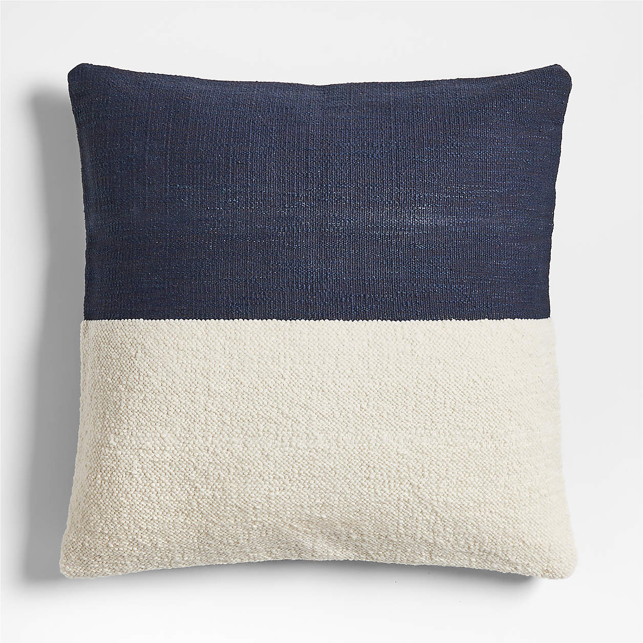 Biella WoolCotton Blend Textured 23"x23" Deep Indigo Blue Throw Pillow