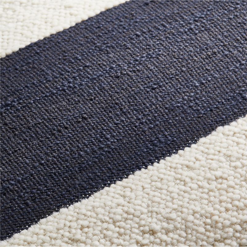 Biella Wool-Cotton Blend Textured 24"x16" Deep Indigo Blue Throw Pillow with Down-Alternative Insert - image 1 of 5