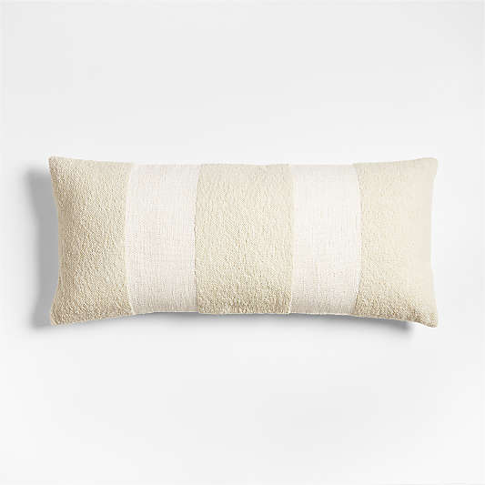 Biella Wool-Cotton Blend Textured 36"x16" Arctic Ivory Throw Pillow Cover