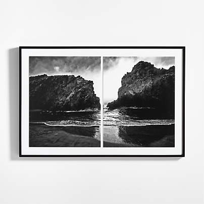 "Big Sur" by Gold Rush Art Co. Black and White Photograph  60"x40" Framed Wall Art Print