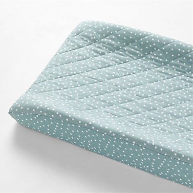 View Bijou Organic Blue Polka Dot Baby Changing Pad Cover details