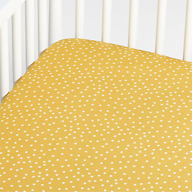 View Bijou Organic Yellow Polka Dot Baby Crib Fitted Sheet details