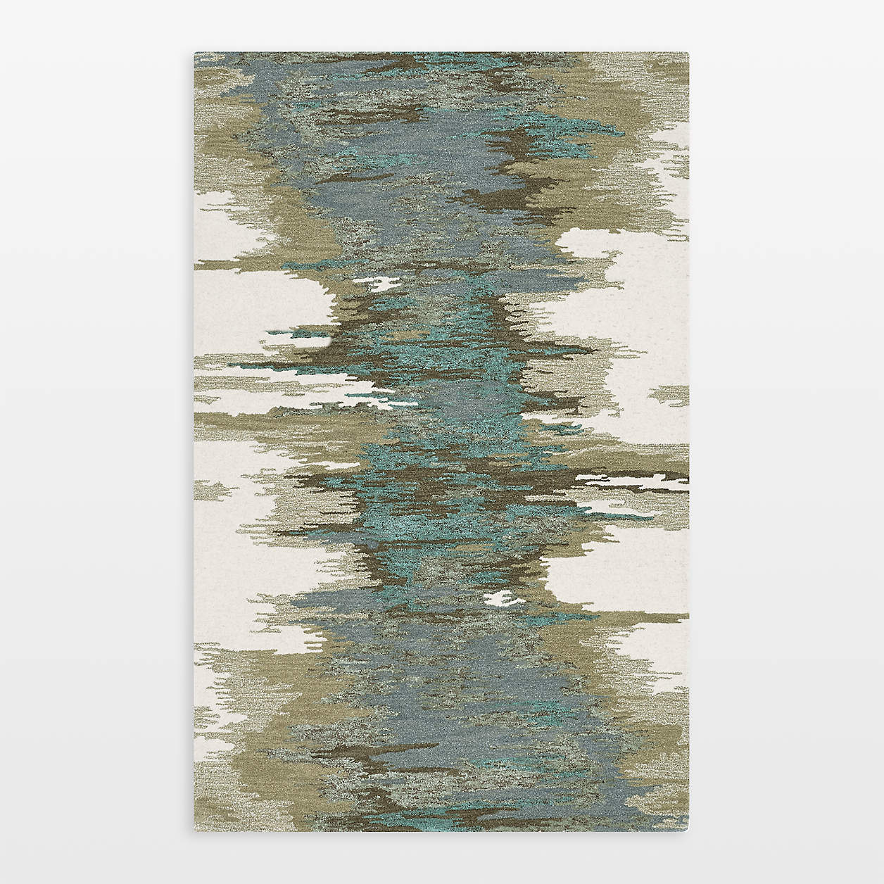 Birch Cyan Wool-Blend Abstract Area Rug 9'x12' | Crate & Barrel