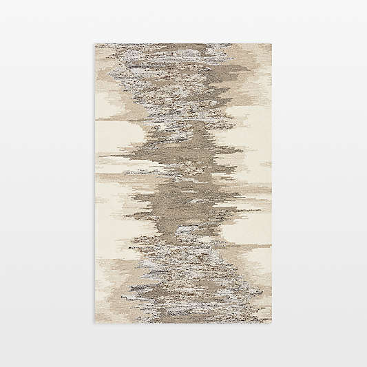 Birch Neutral Wool-Blend Abstract Area Rug 6'x9'