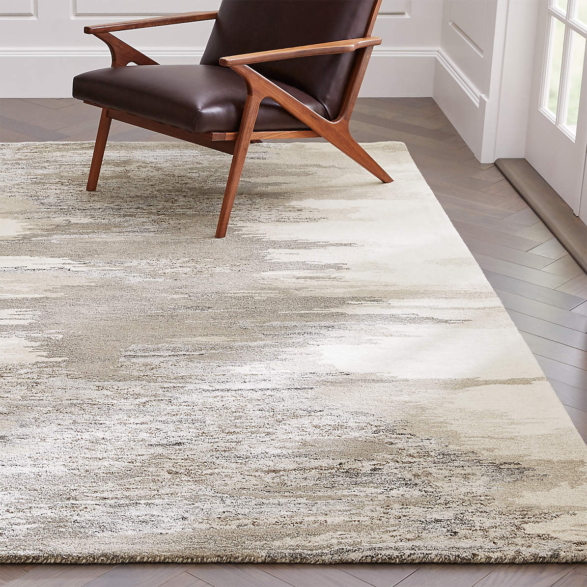 Birch Neutral Wool Blend Abstract Rug, Crate And Barrel Rugs