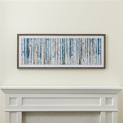 View "Birch Trees" Framed Reproduction Wall Art Print 56"x22" by Wall Artly details
