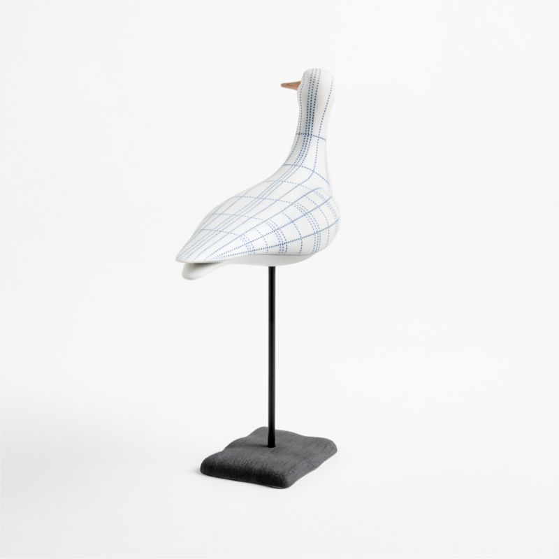 Indigo Plaid Decorative Bird on a Stand Sculpture - image 2 of 3