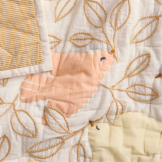 Birdie Blossoms Organic Cotton Baby Crib Quilt