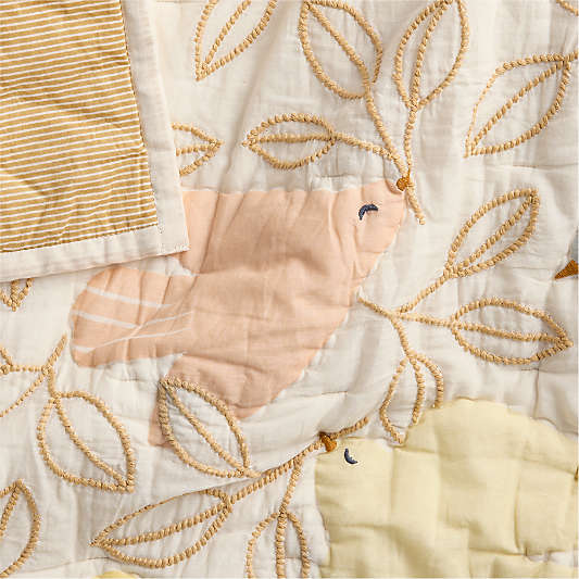 Birdie Blossoms Organic Cotton Baby Crib Quilt