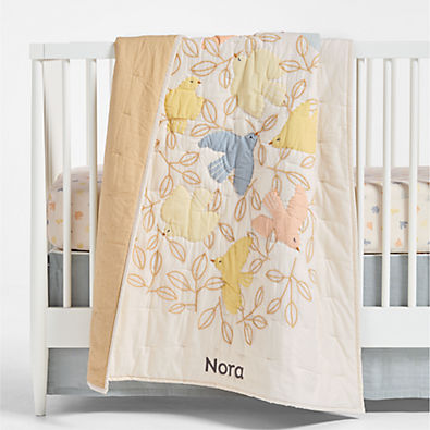 View Birdie Blossoms 100% Organic Cotton Baby Crib Quilt details