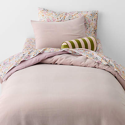 Biscuit Gauze Wildflower Purple 100% Organic Cotton Kids Twin Duvet Cover