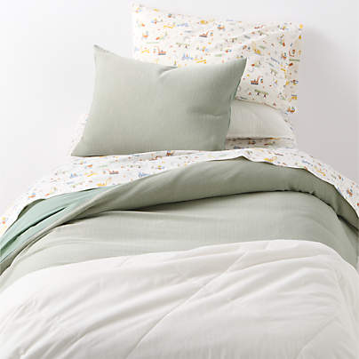 Biscuit Gauze Verte Green Kids Twin Duvet Cover