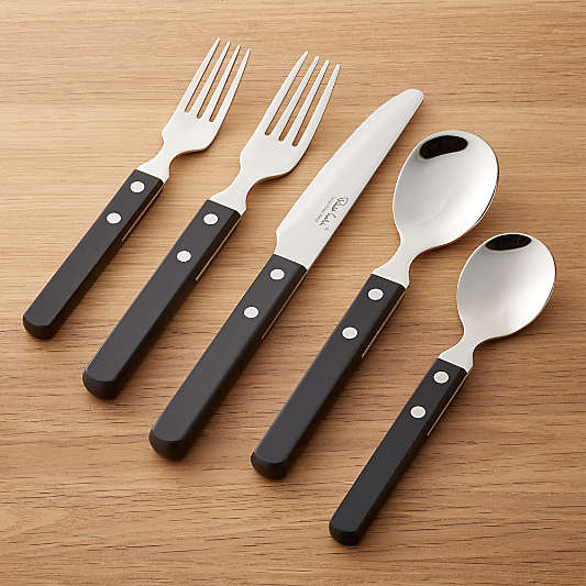 Bistro Black Handle 5-Piece Flatware Place Setting