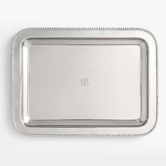 Bijoux Chrome Beaded Trim Serving Tray