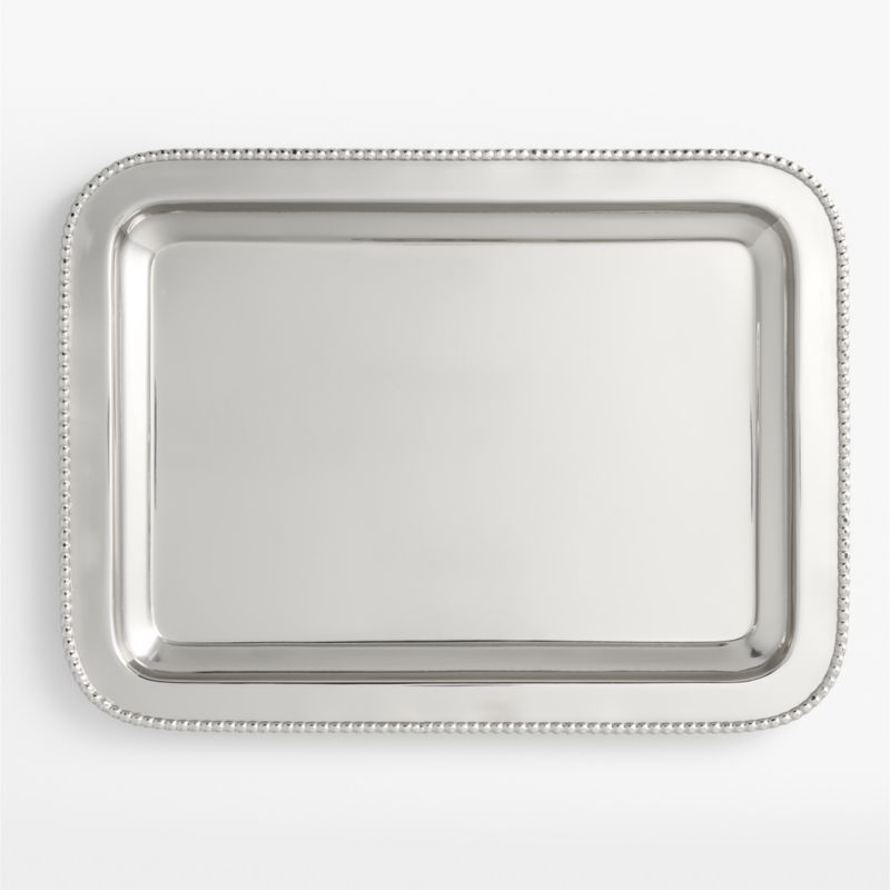 Bijoux Chrome Beaded Trim Serving Tray - image 2 of 4