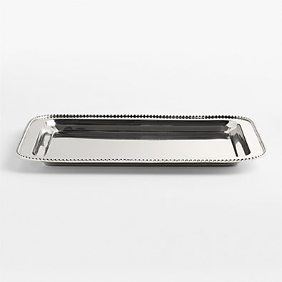 View Bijoux Chrome Finished Beaded Trim Serving Tray details