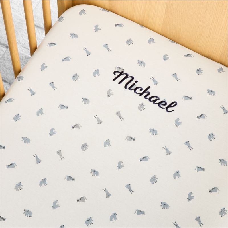Comfy Tee Critter Cuddle Blue 100% Organic Cotton Jersey Baby Crib Fitted Sheet - image 1 of 5