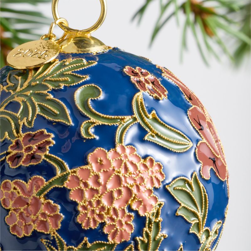 Blue Floral Cloisonne 2026 Christmas Tree Ornament - image 1 of 2