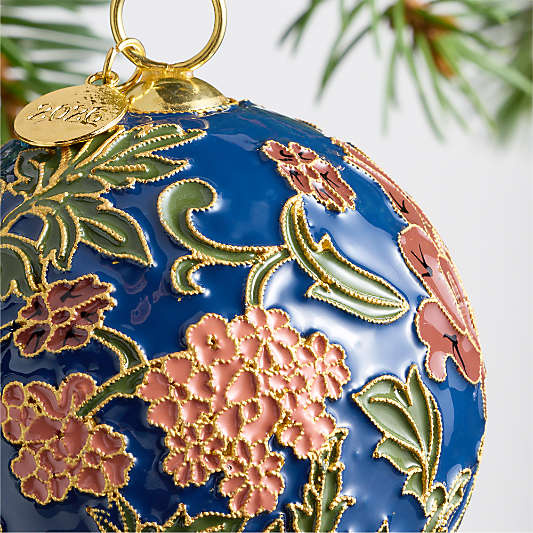 Blue Floral Cloisonne 2026 Christmas Tree Ornament