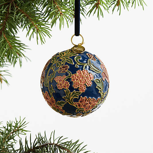 Blue Floral Cloisonne 2026 Christmas Tree Ornament