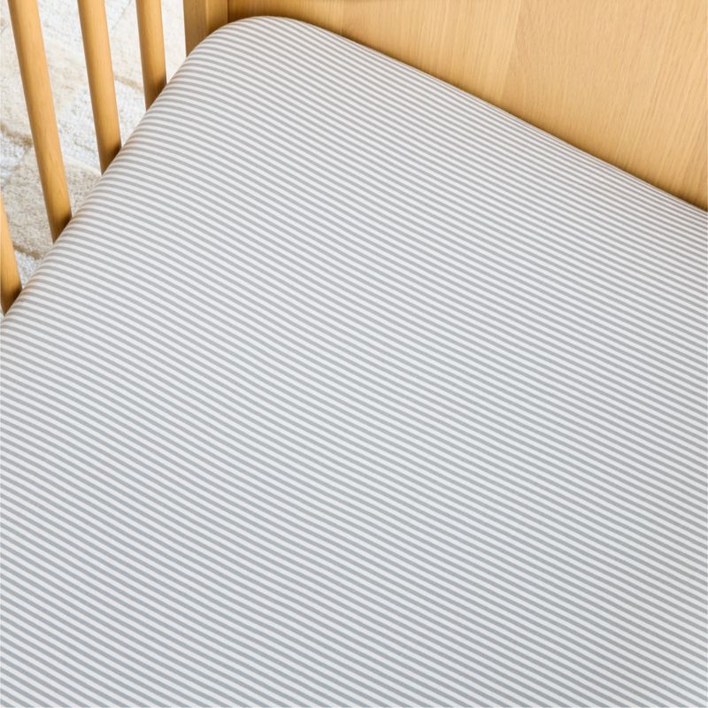 Comfy Tee Whisper Stripe Blue 100% Organic Cotton Jersey Baby Crib Fitted Sheet - image 3 of 8