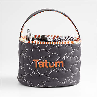 Black Bat Halloween Kids Treat Bag by Joan Anderson