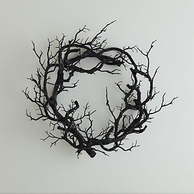 View Faux Black Branch Wreath details