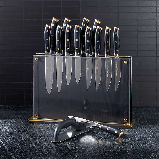 Schmidt Brothers ® Black and Brass 15-Piece Knife Set in Midtown Block