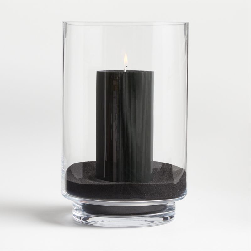 3"x4" Ribbed Black Pillar Candle