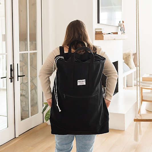 Steele Black Canvas Laundry Tote Bag
