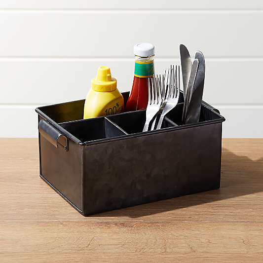 Black Galvanized Flatware Caddy